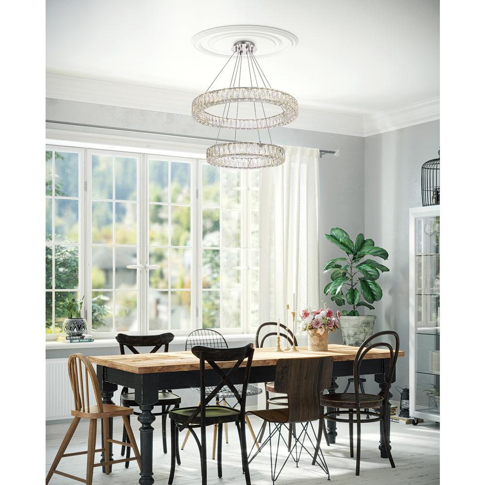 Monroe 28 inch LED double ring chandelier in chrome. Picture 7