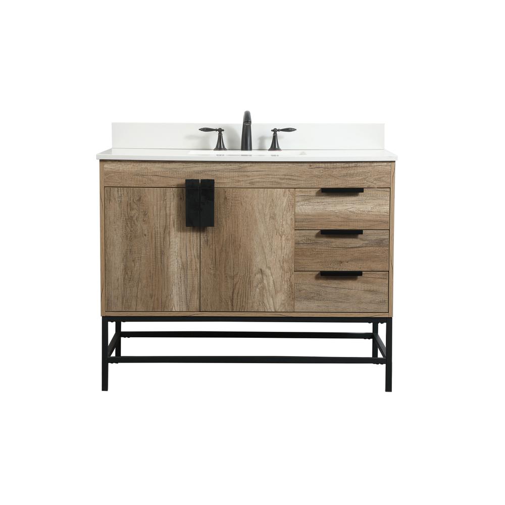 42 inch Single bathroom vanity in natural oak with backsplash. Picture 1