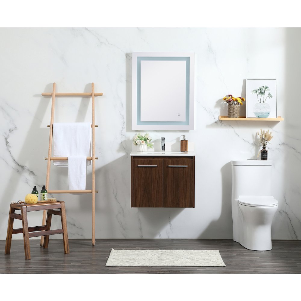 24 Inch Single Bathroom Vanity In Walnut With Backsplash. Picture 5