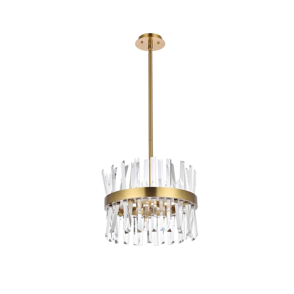 Serephina 16 inch crystal round pendant light in satin gold. Picture 6
