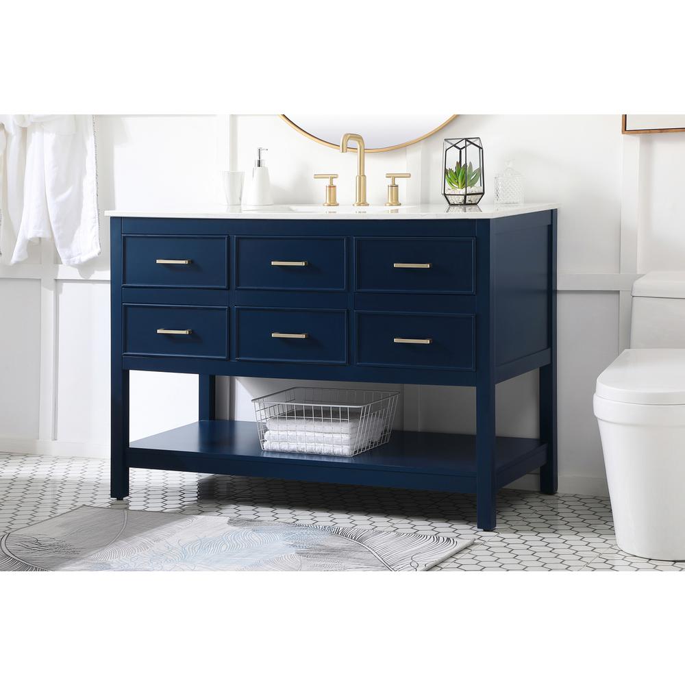 48 inch Single bathroom vanity in blue. Picture 2