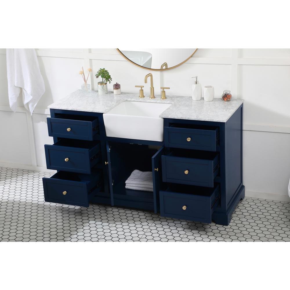60 inch Single bathroom vanity in blue. Picture 3