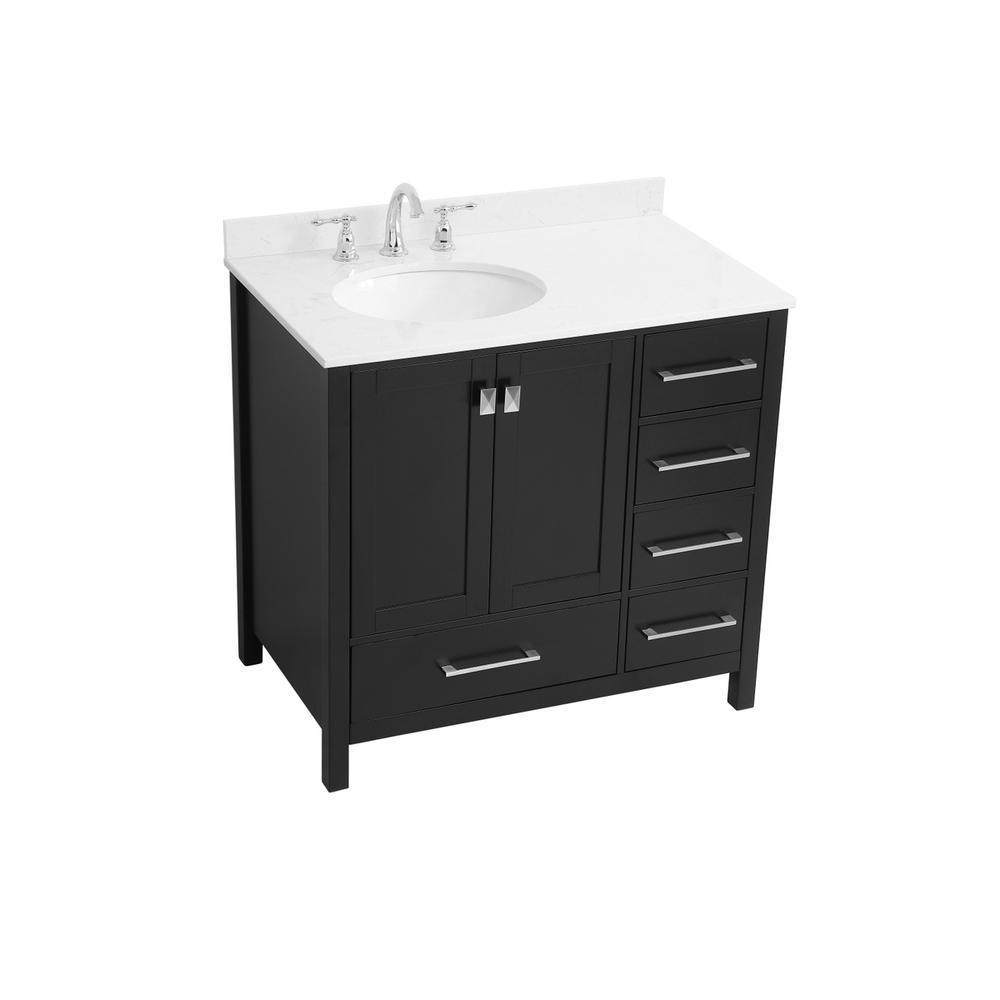 36 inch Single Bathroom Vanity in Black with Backsplash. Picture 9