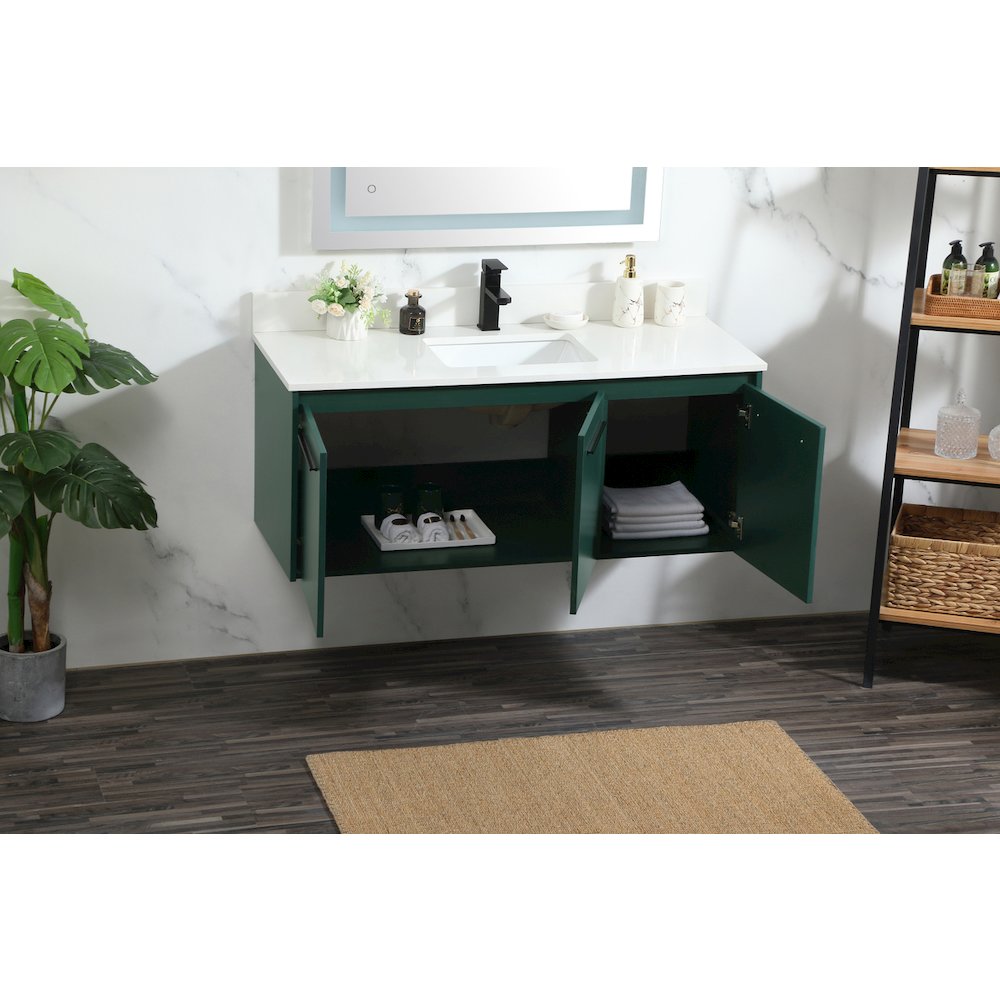 48 Inch Single Bathroom Vanity In Green With Backsplash. Picture 4