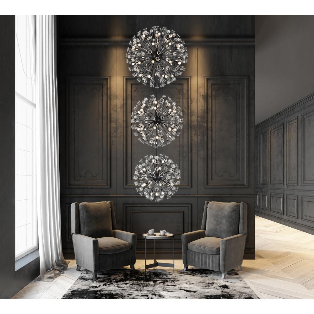 Vera 44 inch three tiers crystal starburst chandelier in black. Picture 10