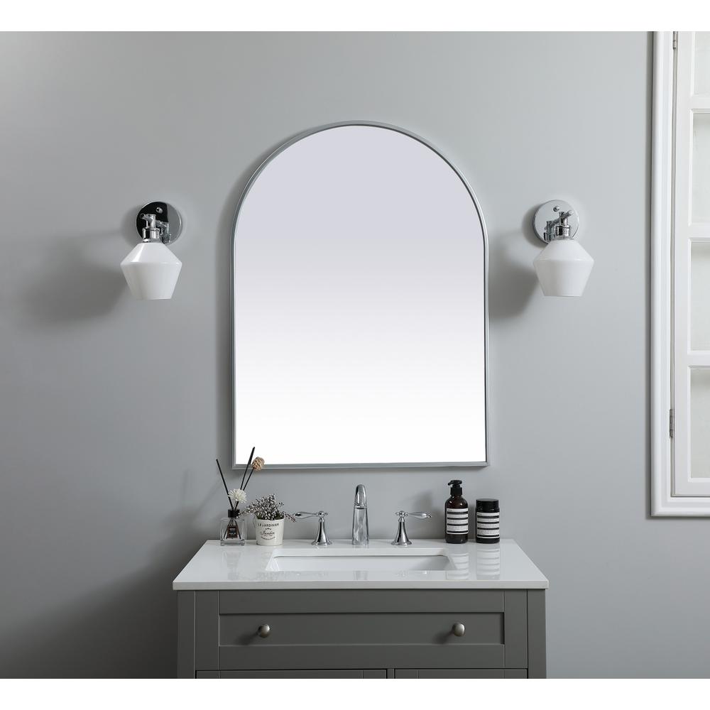 Metal Frame Arch Mirror 27x36 Inch in Silver. Picture 9