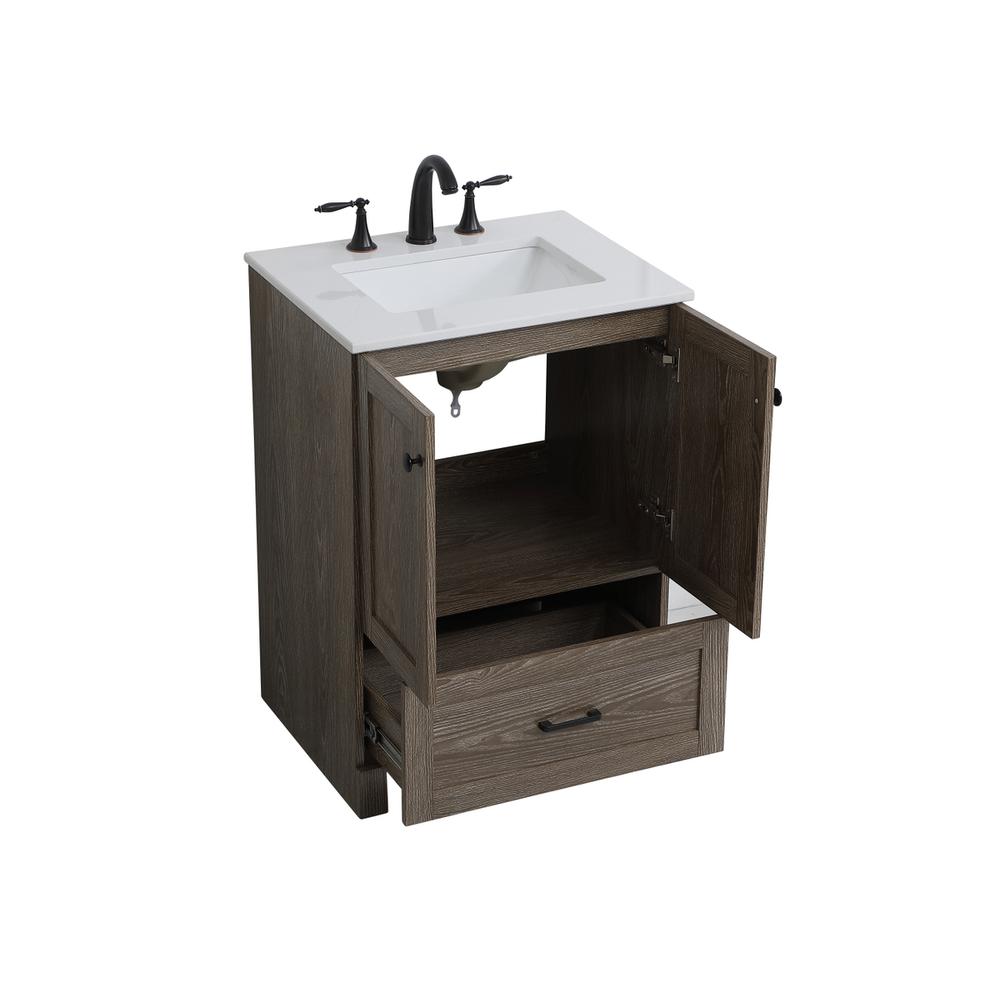 24 inch Single Bathroom Vanity in Weathered oak. Picture 8