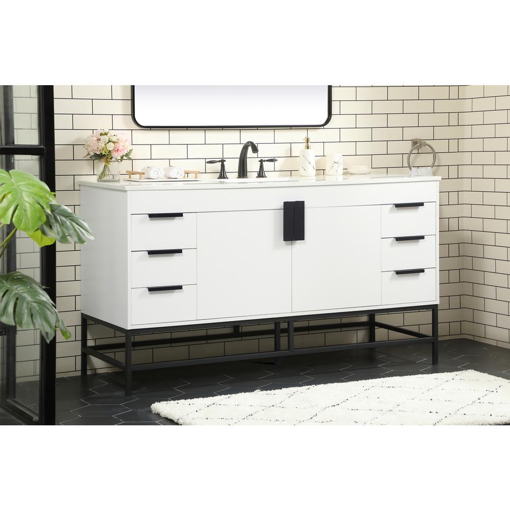60 inch Single bathroom vanity in white. Picture 2