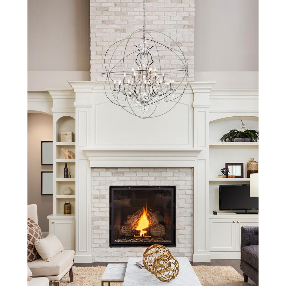 Geneva 25 light polished nickel Chandelier Clear Royal Cut crystal. Picture 7