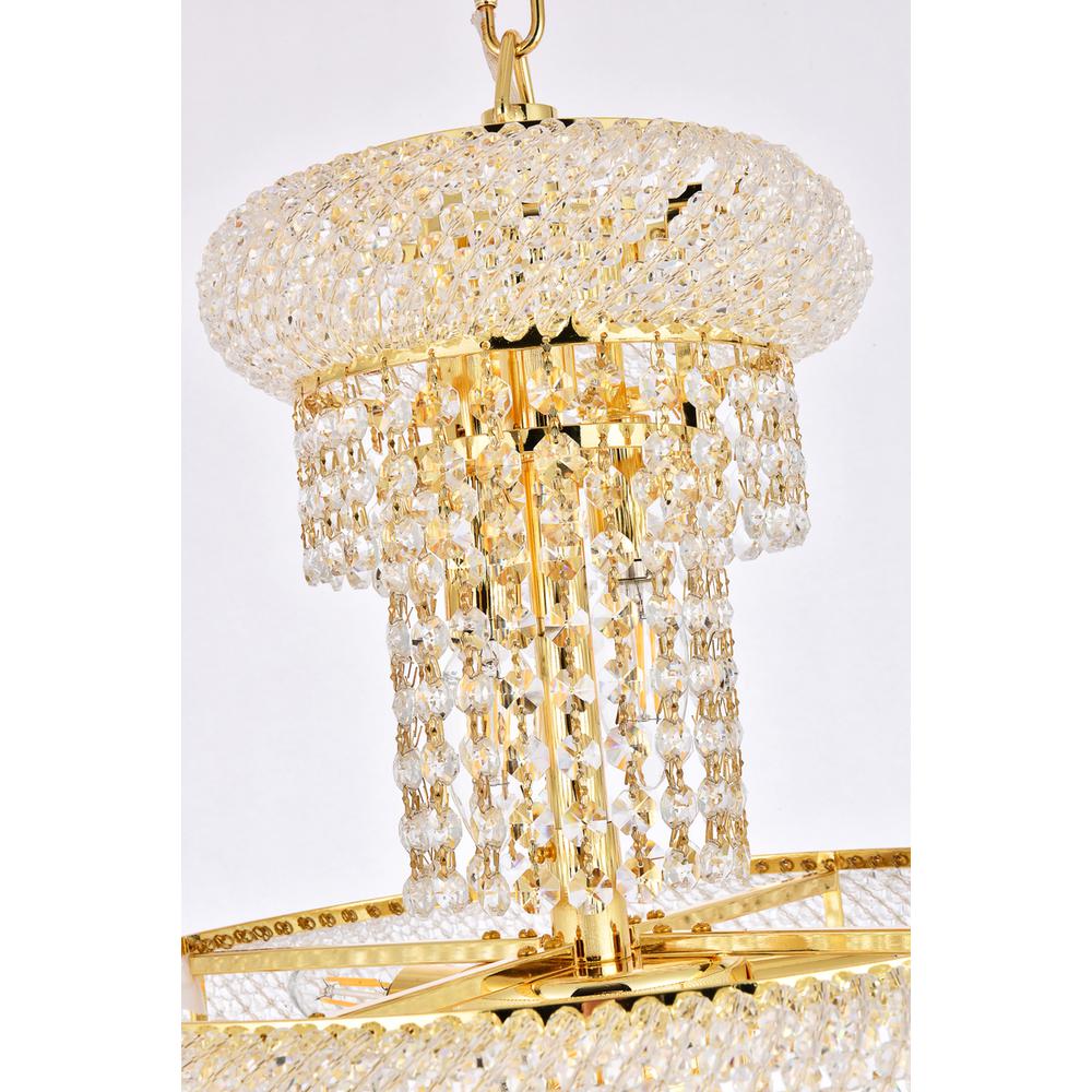 Spiral 10 light Gold Pendant Clear Royal Cut Crystal. Picture 4