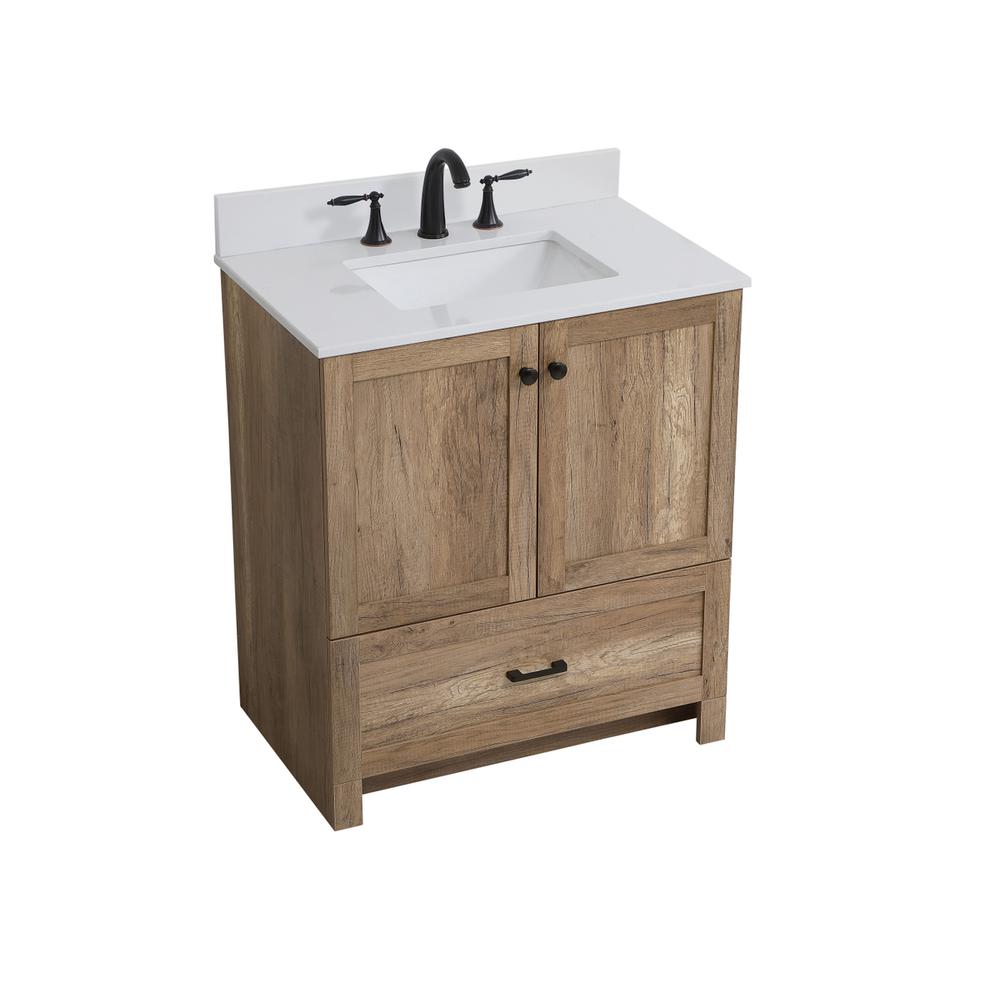 30 inch Single Bathroom Vanity in Natural oak with Backsplash. Picture 8