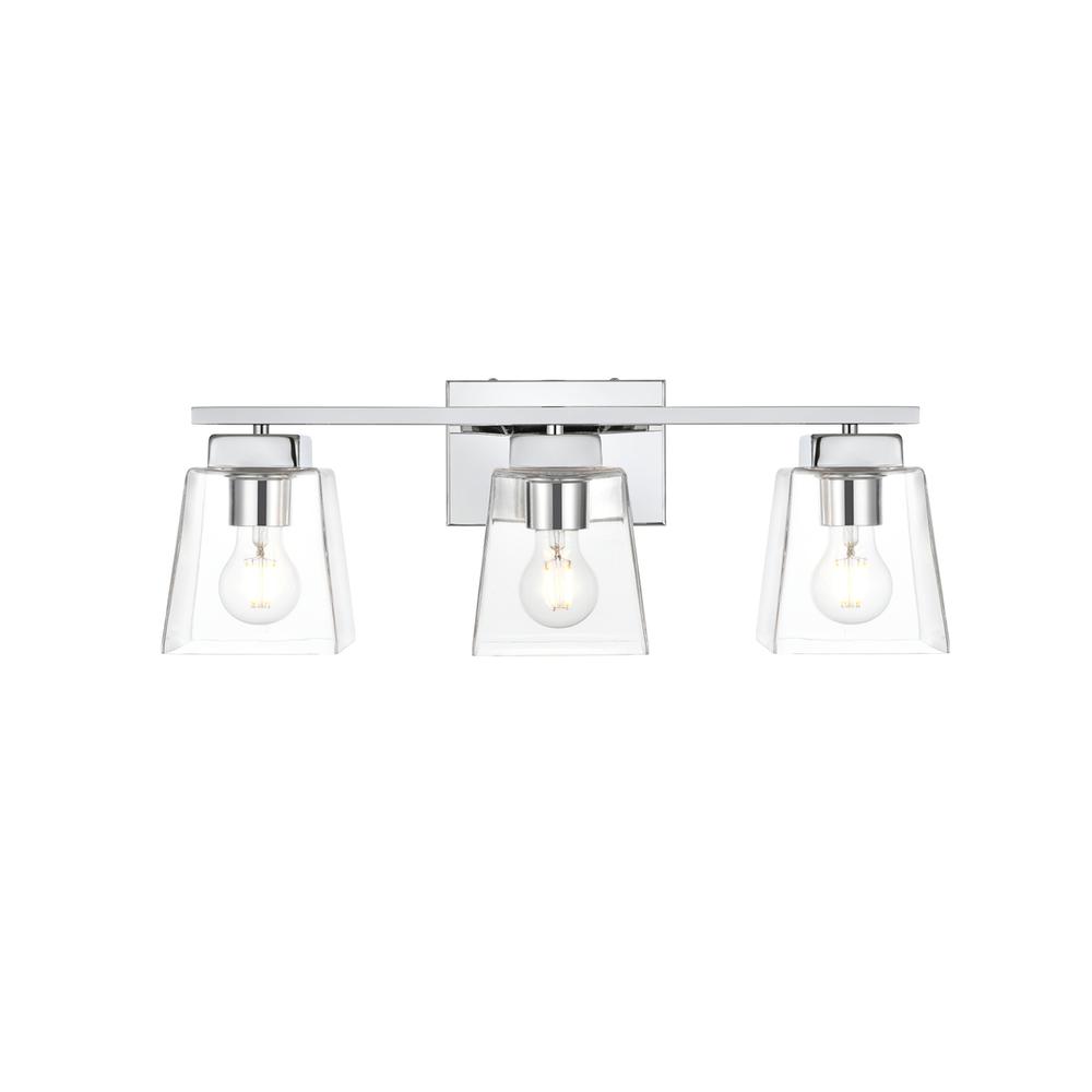 Merrick 3 light Chrome and Clear Bath Sconce. Picture 1