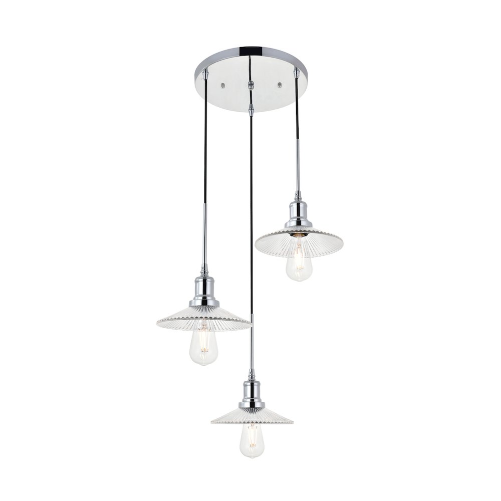 Waltz 3 Light Chrome Pendant. Picture 4
