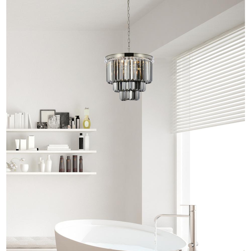 Sydney 9 light polished nickel Chandelier Silver Shade (Grey) Royal Cut Crystal. Picture 8