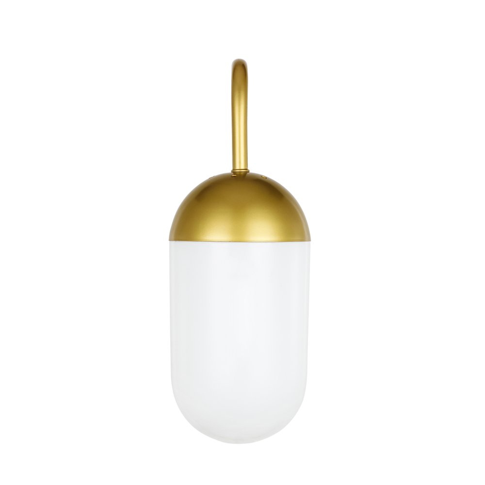 Kace 1 Light Brass And Frosted White Glass Wall Sconce. Picture 8