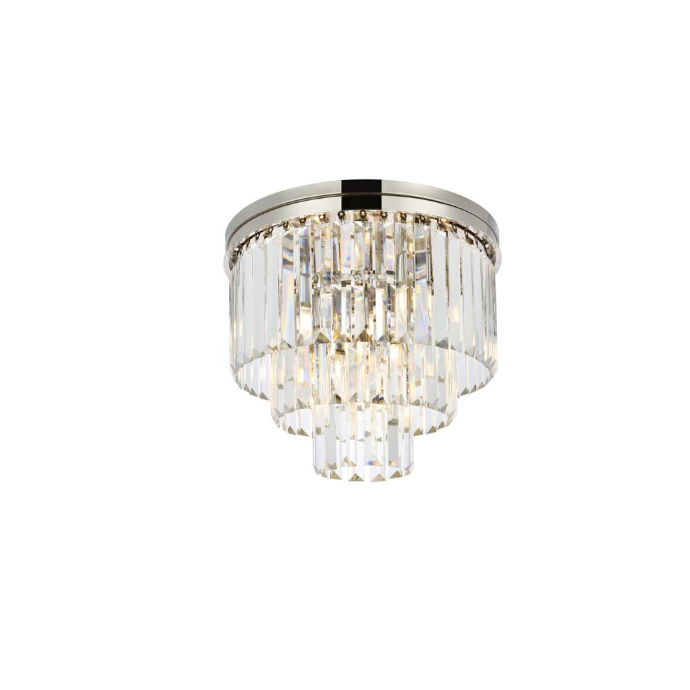 Sydney 9 light polished nickel Flush Mount Clear Royal Cut Crystal. Picture 2
