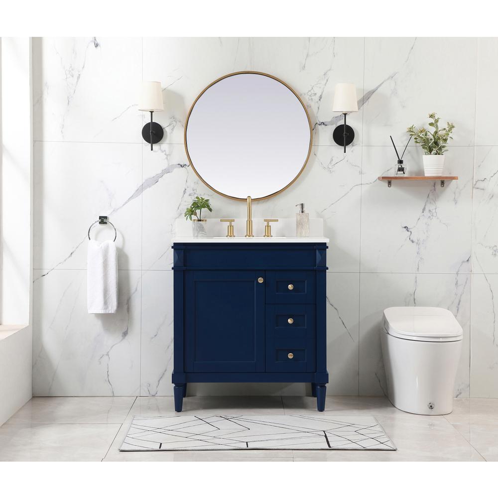 32 inch Single bathroom vanity in blue with backsplash. Picture 4