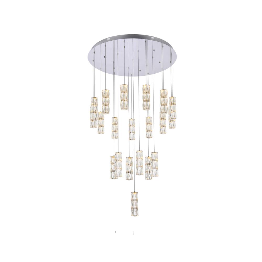 Polaris 38 inch LED chandelier in chrome. Picture 2