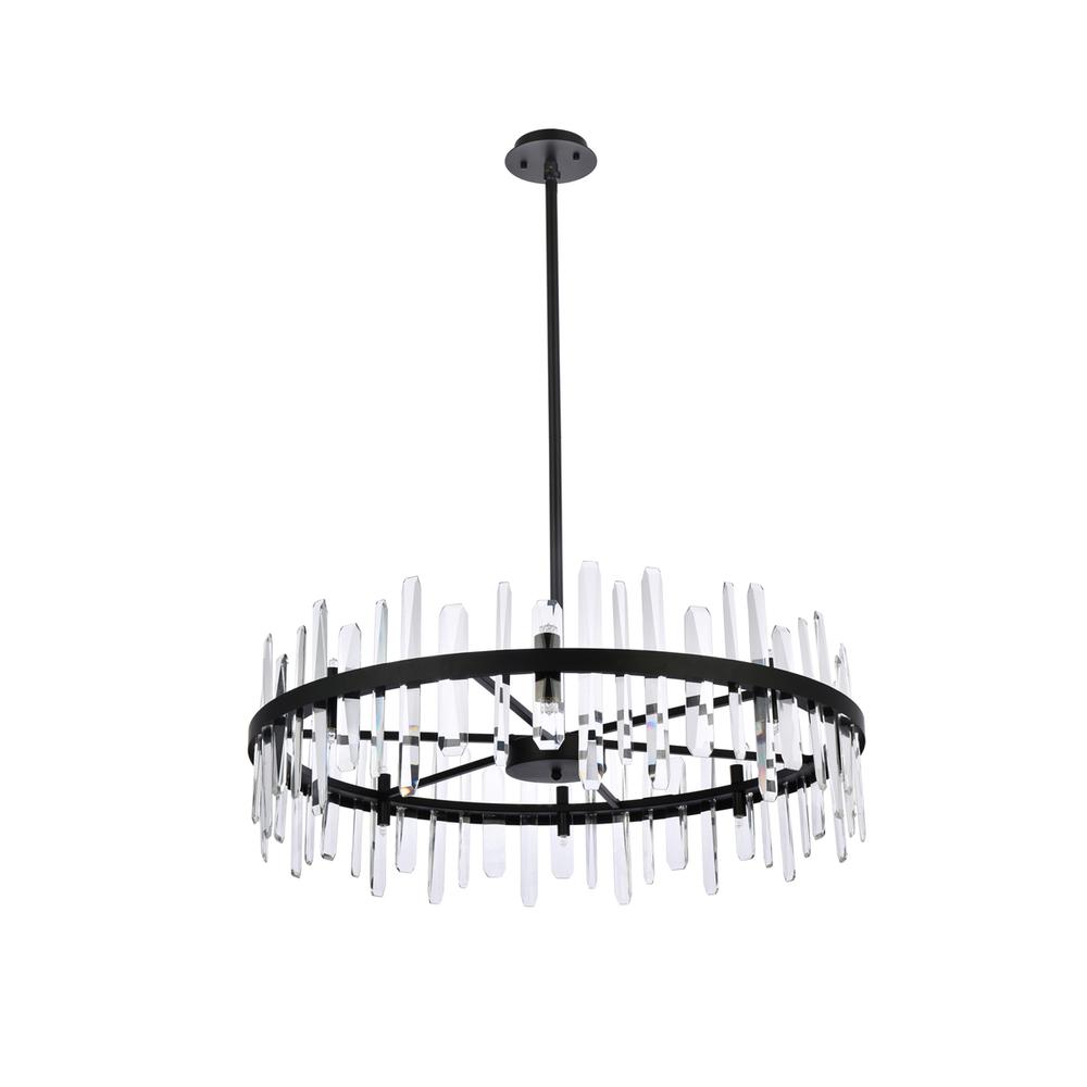 Serena 36 inch crystal round chandelier in black. Picture 6