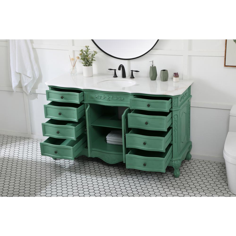 60 inch Single bathroom vanity in vintage mint. Picture 3