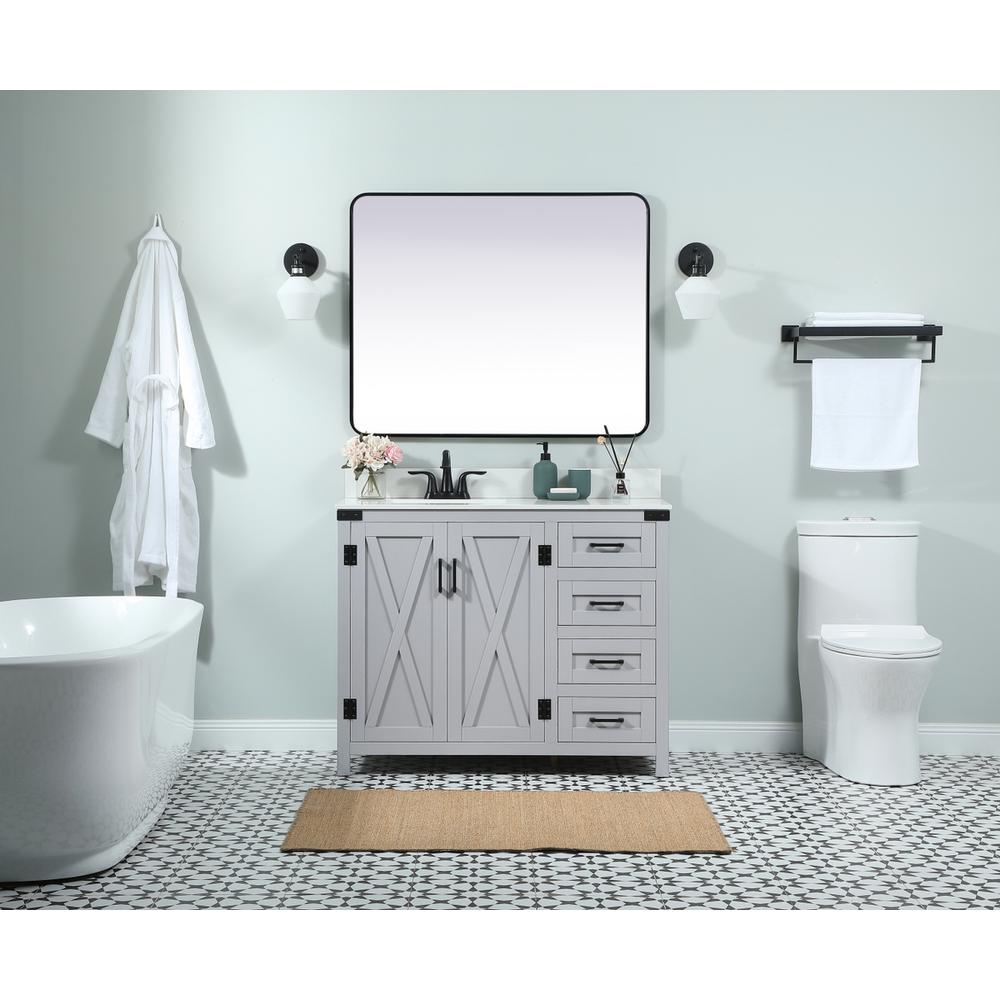 42 inch Single bathroom vanity in grey with backsplash. Picture 4