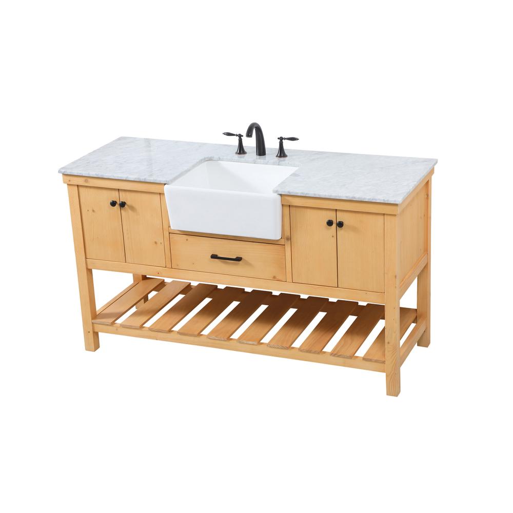 60 inch Single bathroom vanity in natural wood. Picture 8