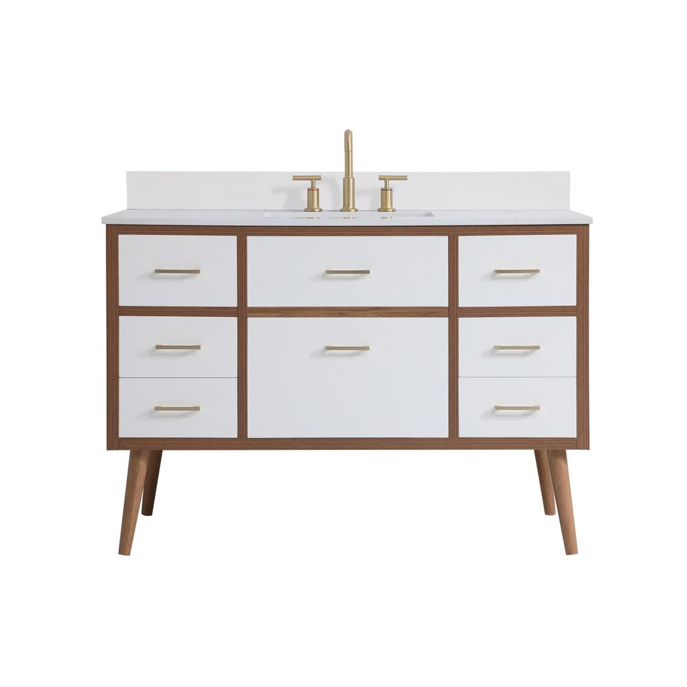 48 inch bathroom Vanity in White with Backsplash. Picture 1