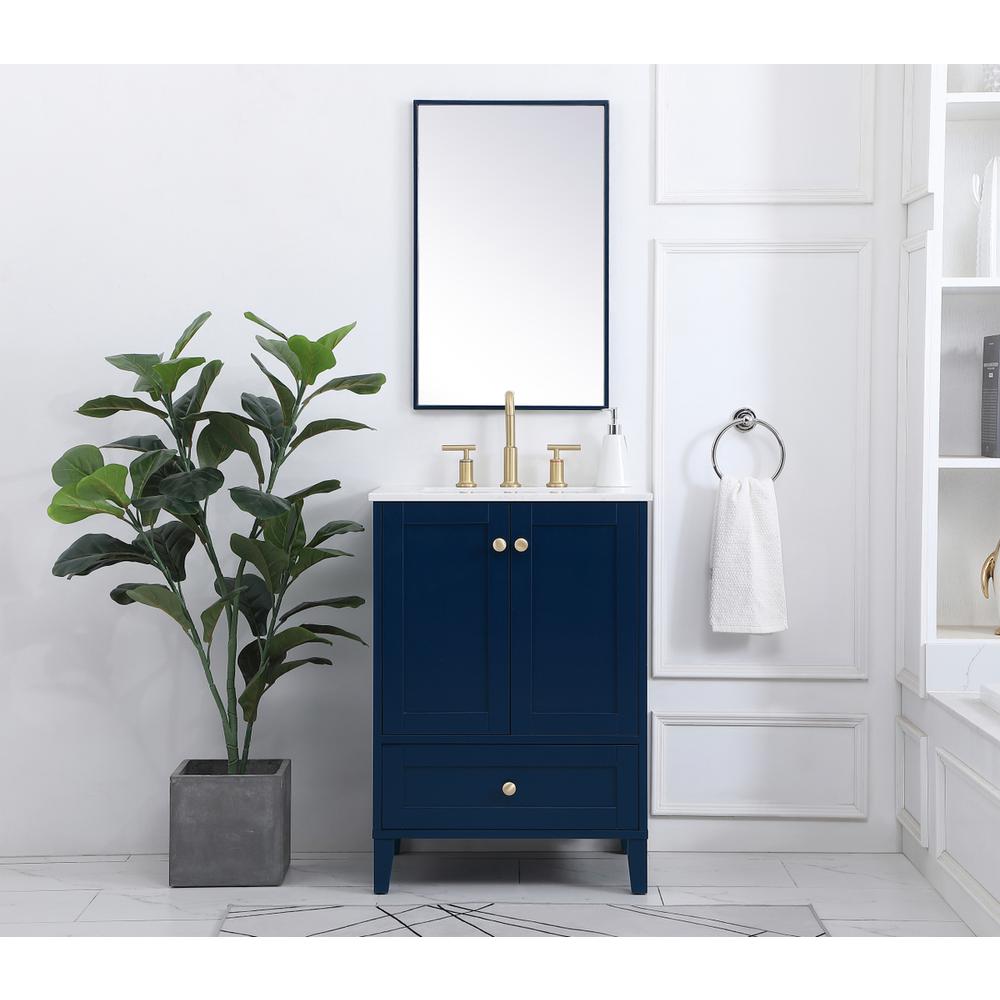 24 inch Single Bathroom Vanity in Blue. Picture 4