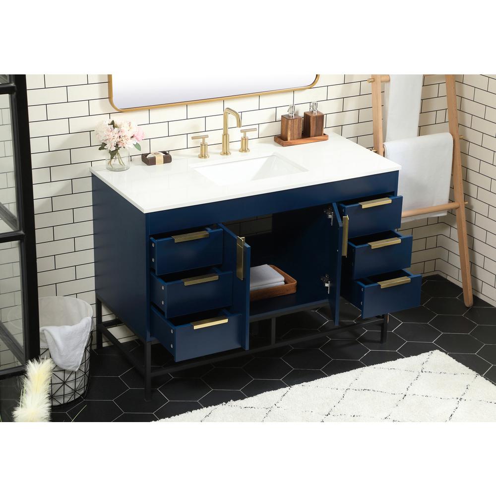 48 inch Single bathroom vanity in blue. Picture 3