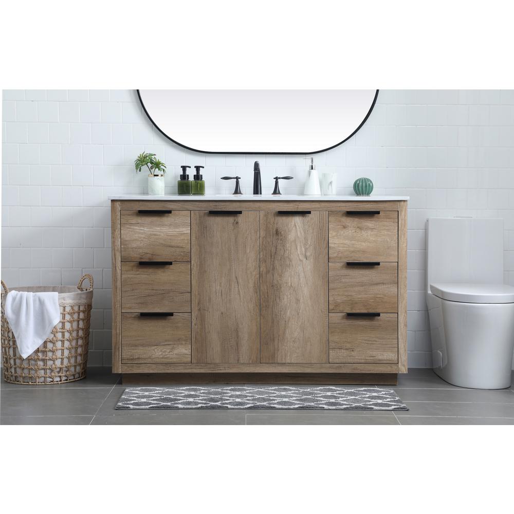 54 Inch SIngle Bathroom Vanity In Natural Oak. Picture 14