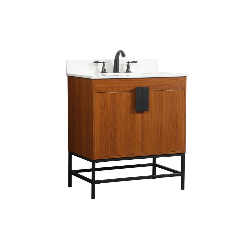 30 inch Single bathroom vanity in teak with backsplash. Picture 7