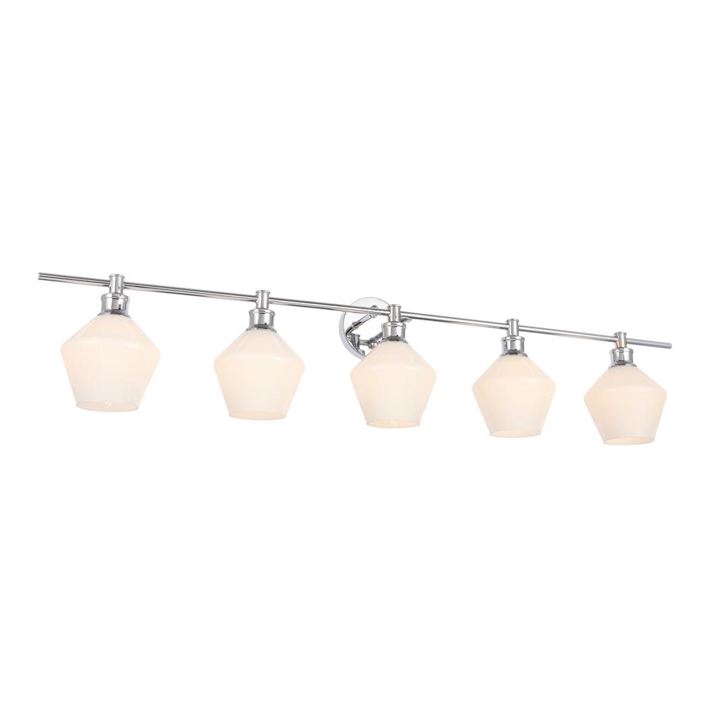 Gene 5 light Chrome and Frosted white glass Wall sconce. Picture 11