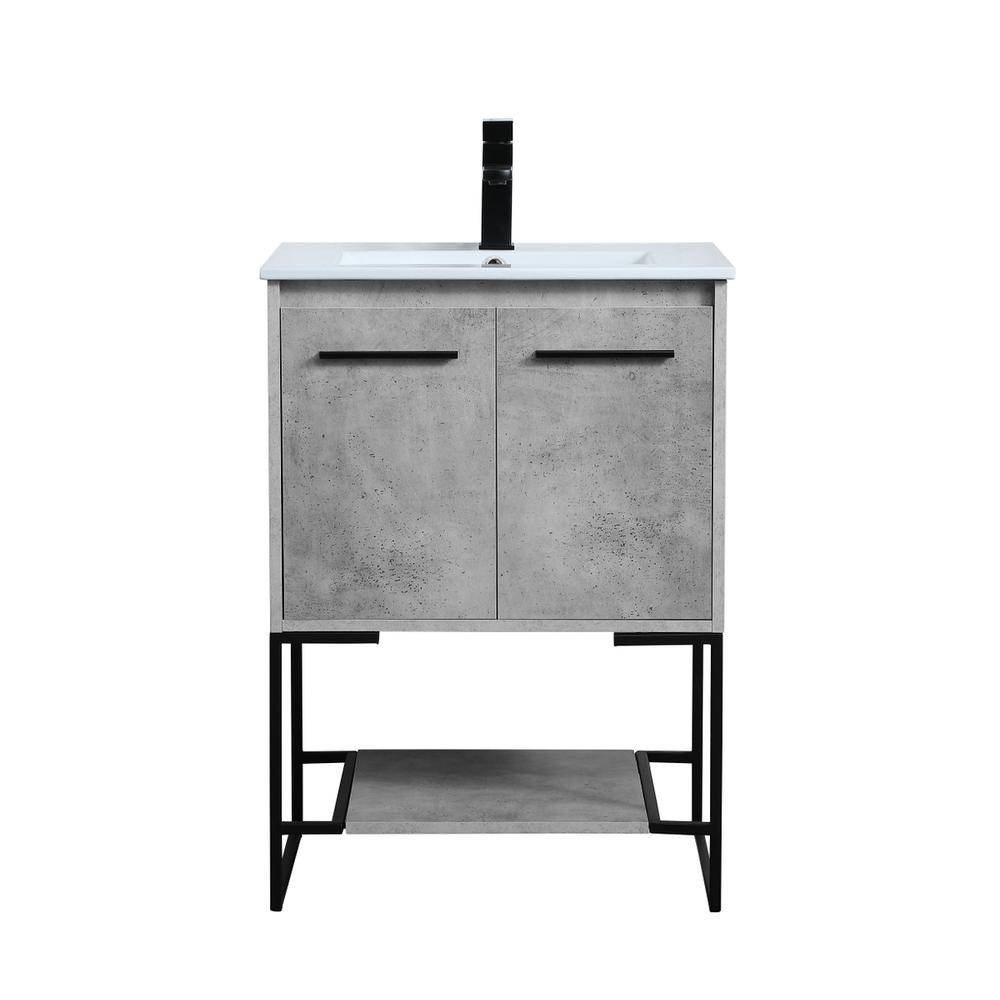 24 inch  Single Bathroom Vanity in Concrete Grey. Picture 1