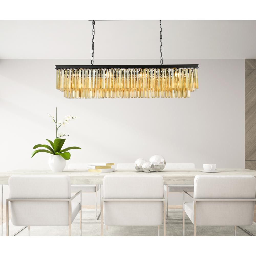 Sydney 12 light Matte Black Chandelier Golden Teak (Smoky) Royal Cut Crystal. Picture 8