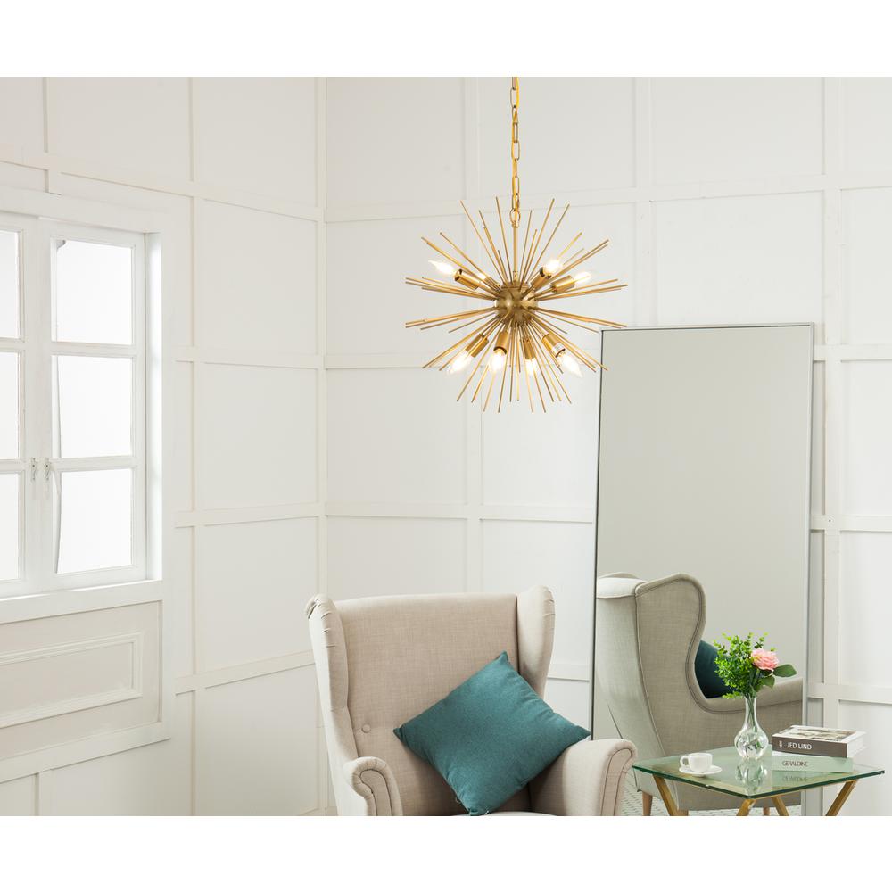 Timber 8 light Brass pendant. Picture 13