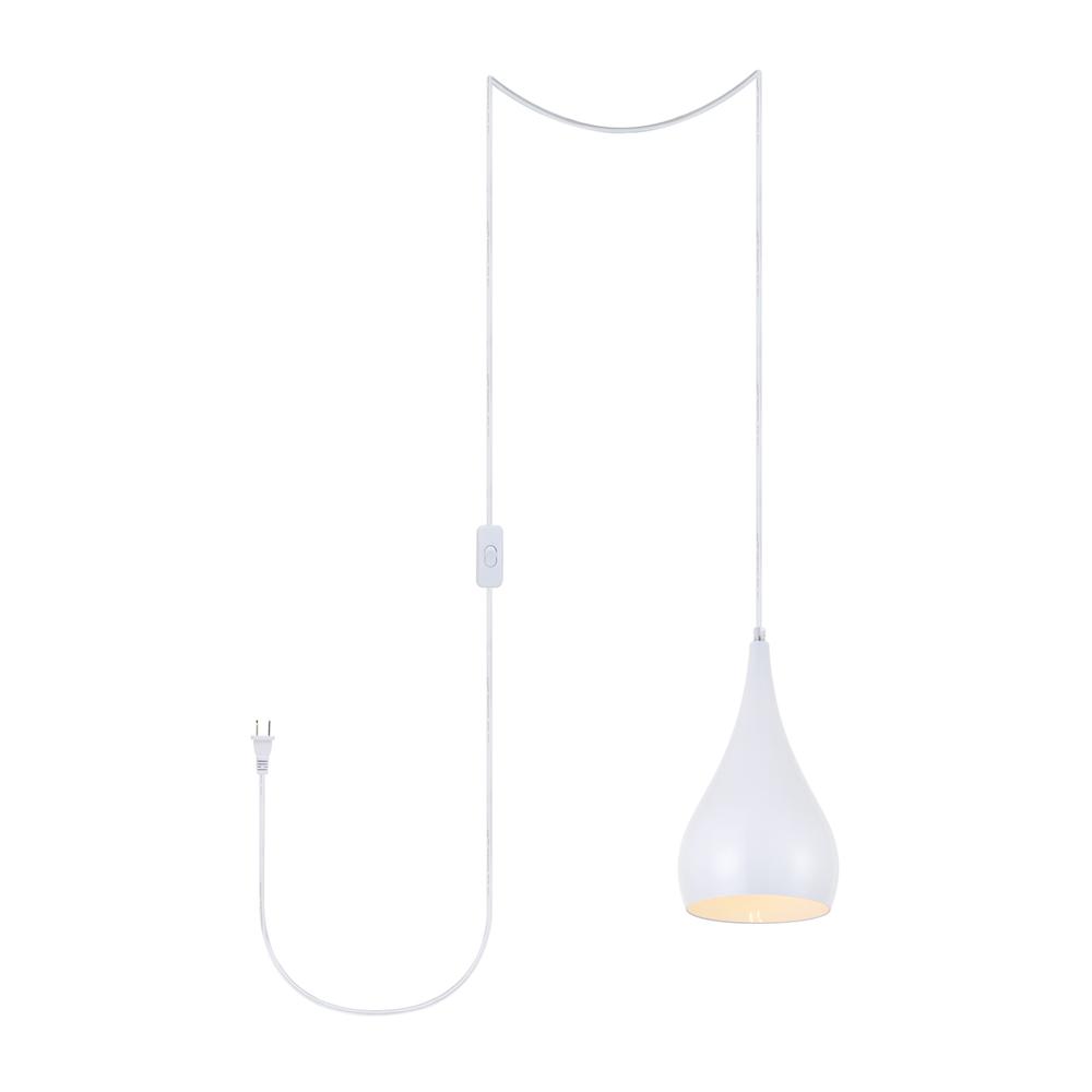 Nora 1 Light white plug-in pendant. Picture 1