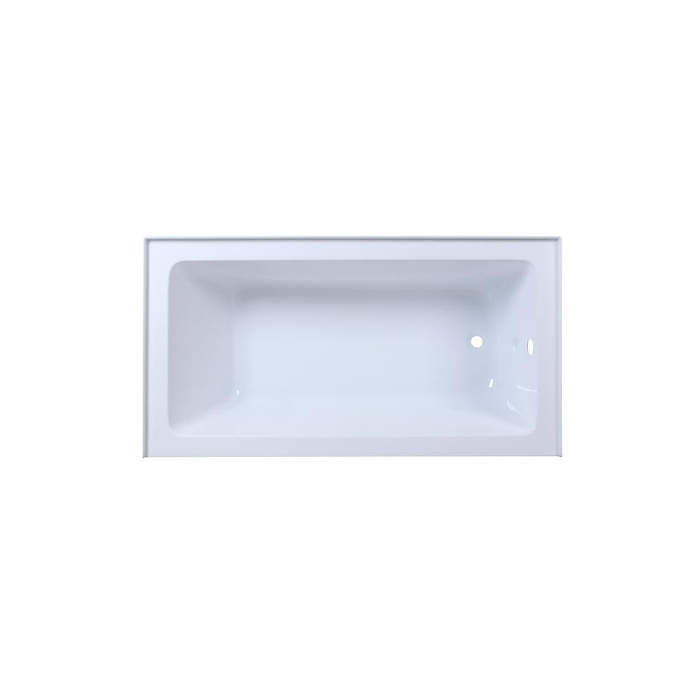 Alcove soaking bathtub 32x60 inch right drain in glossy white. Picture 9