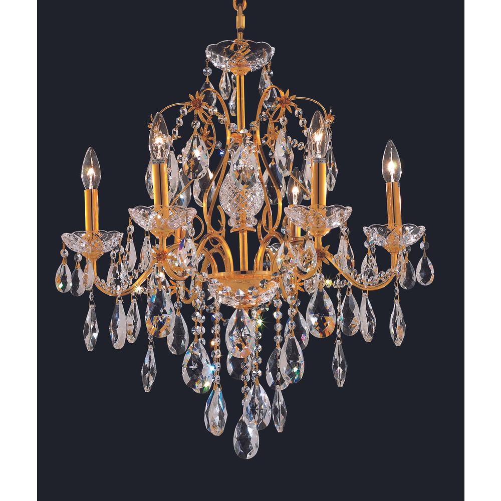St. Francis 6 light Gold Chandelier Clear Royal Cut Crystal. Picture 1