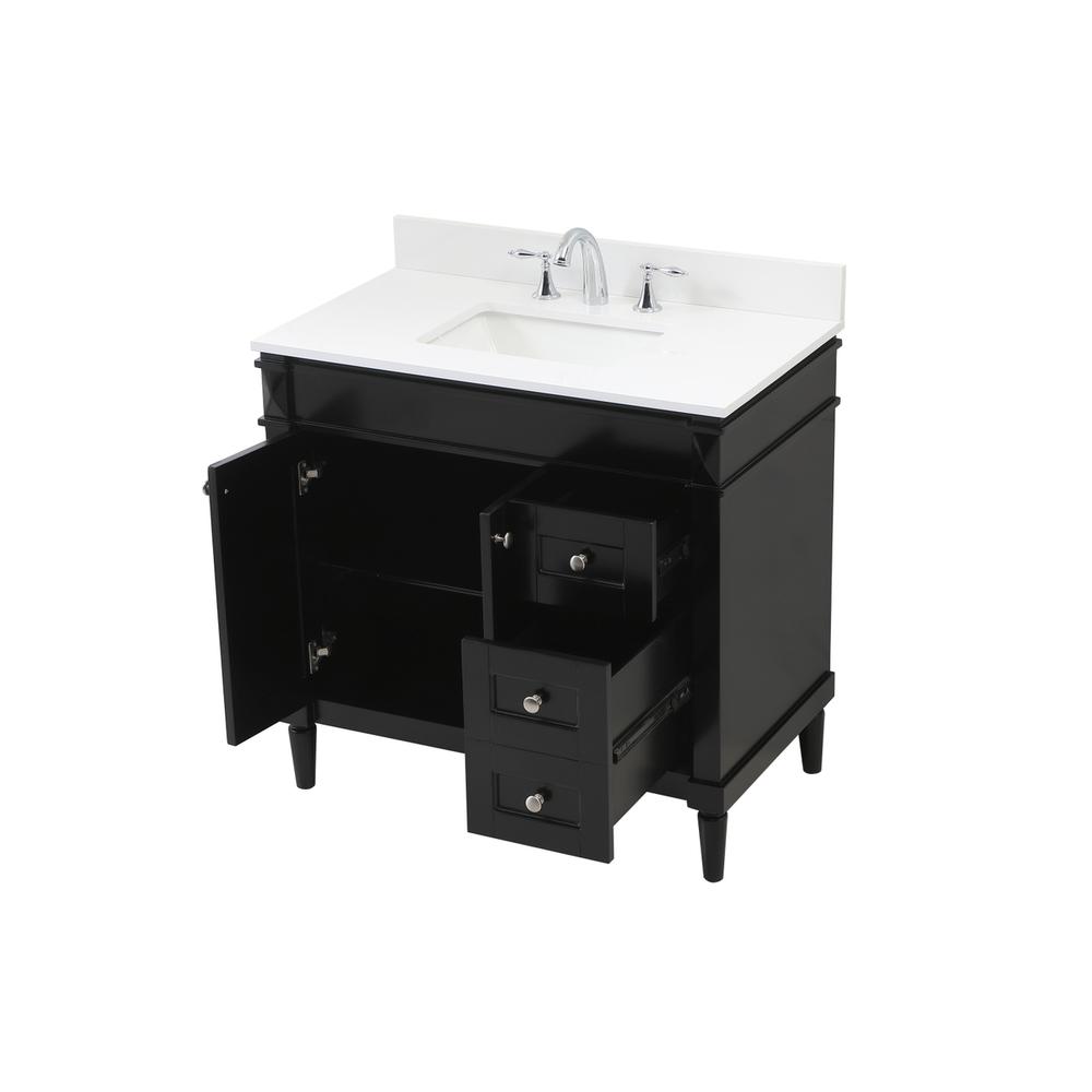 36 inch Single bathroom vanity in black with backsplash. Picture 9
