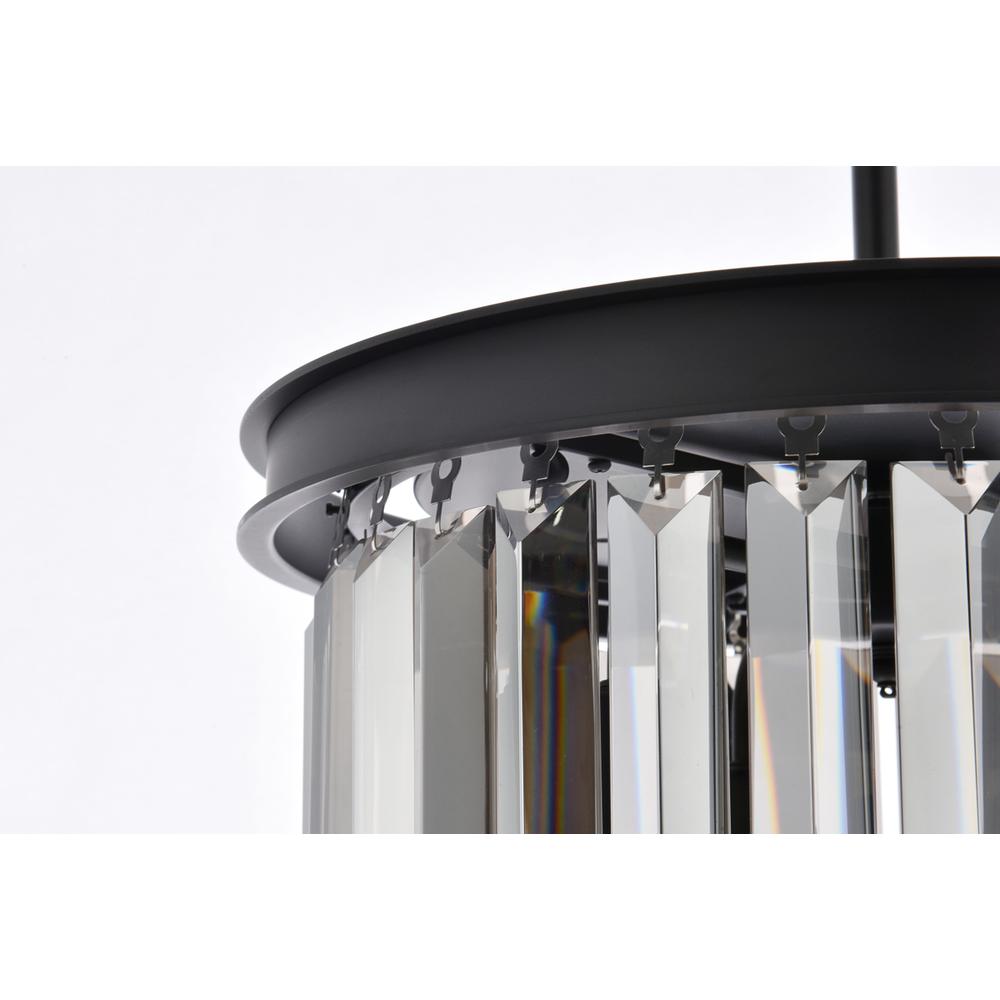 Sydney 3 light Matte Black Pendant Silver Shade (Grey) Royal Cut Crystal. Picture 4