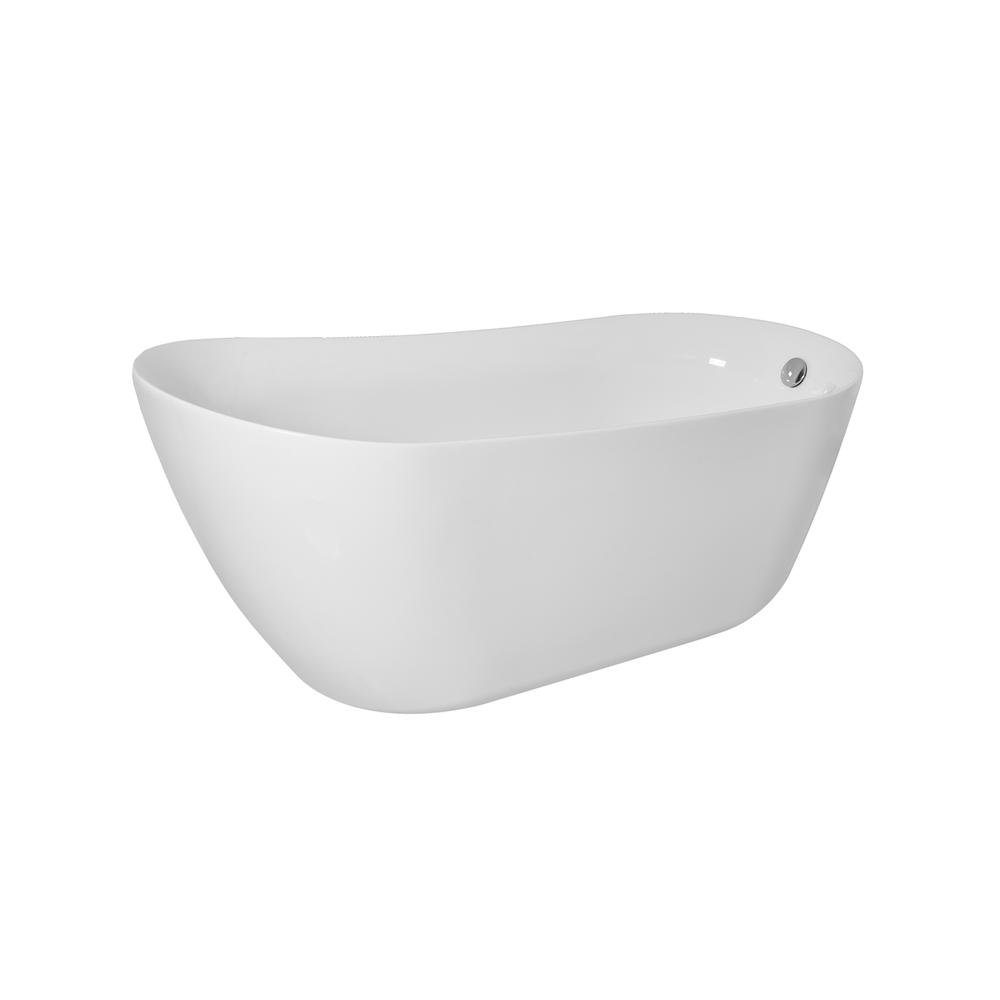67 inch soaking Single slipper bathtub in glossy white. Picture 8