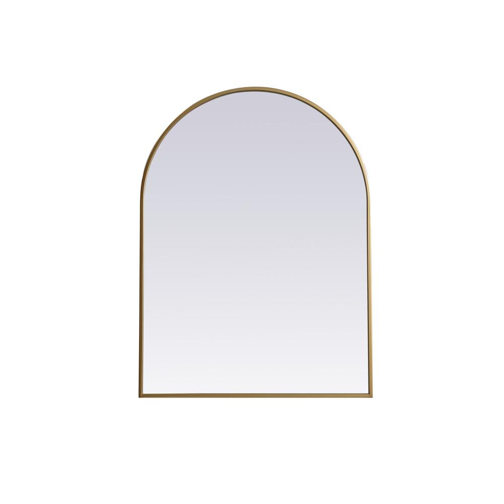 Metal Frame Arch Mirror 27x36 Inch in Brass. Picture 1
