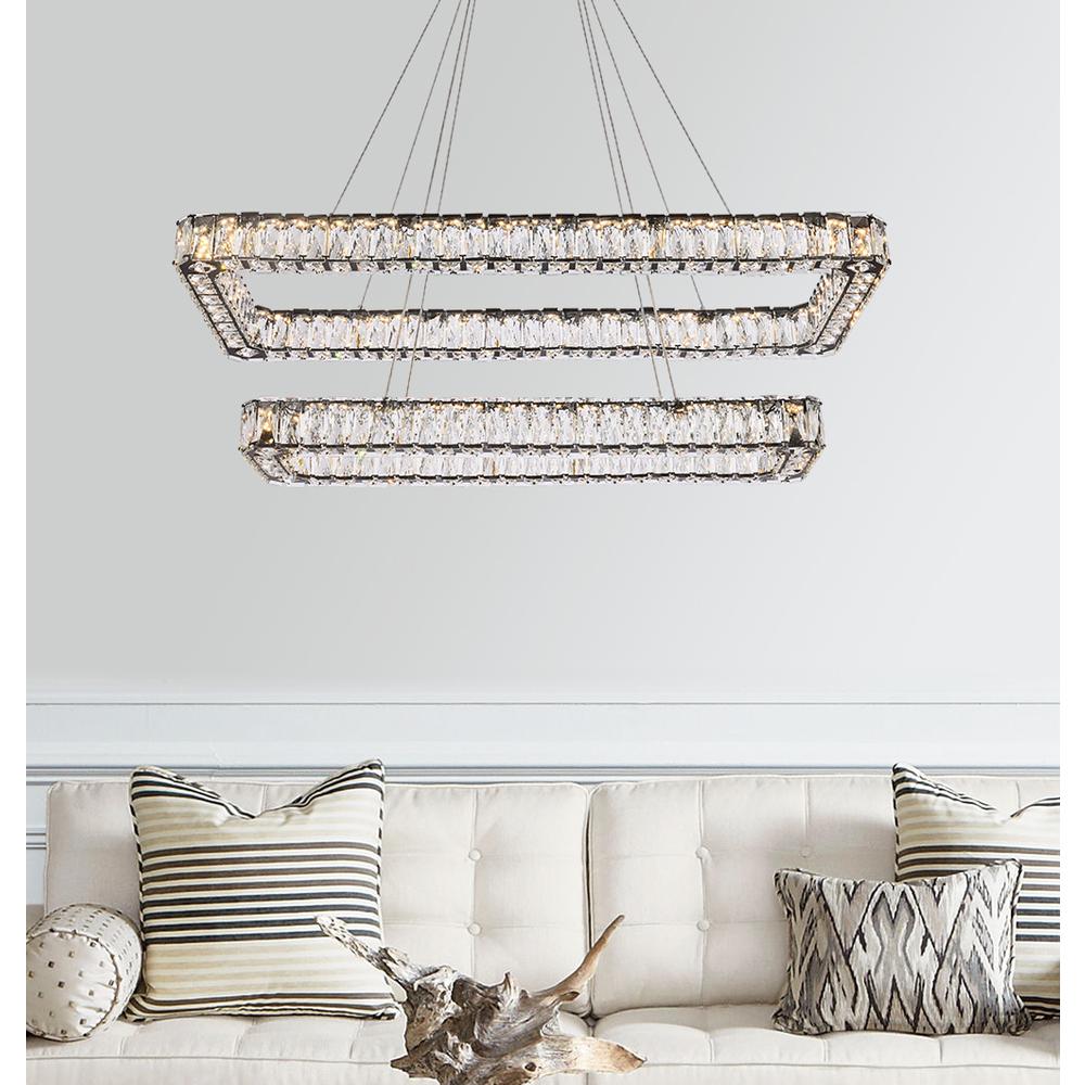 Monroe 42 inch LED double rectangle pendant in black. Picture 8