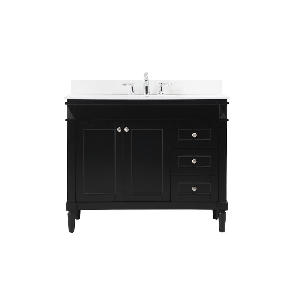 42 inch Single bathroom vanity in black with backsplash. Picture 1