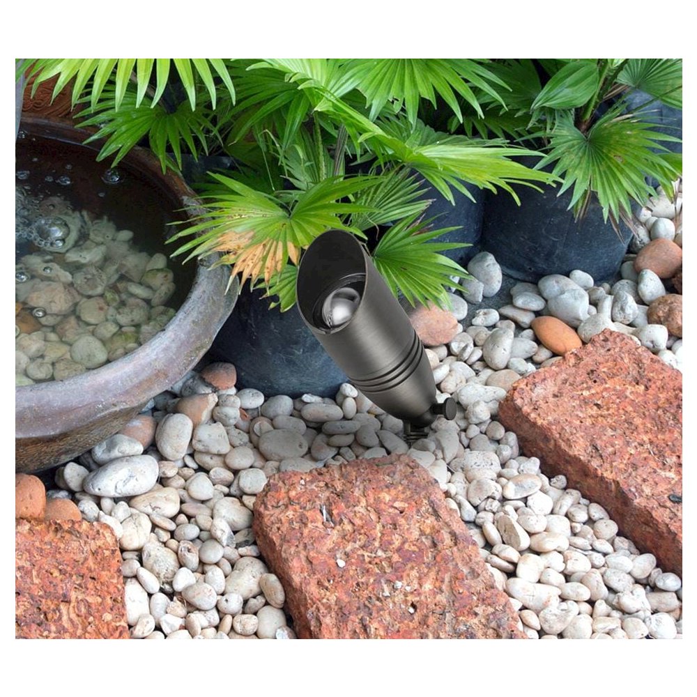 Outdoor 12V Cast Brass spot light 3 inch Wide x 8.5 inch High in Dark Bronze. Picture 2