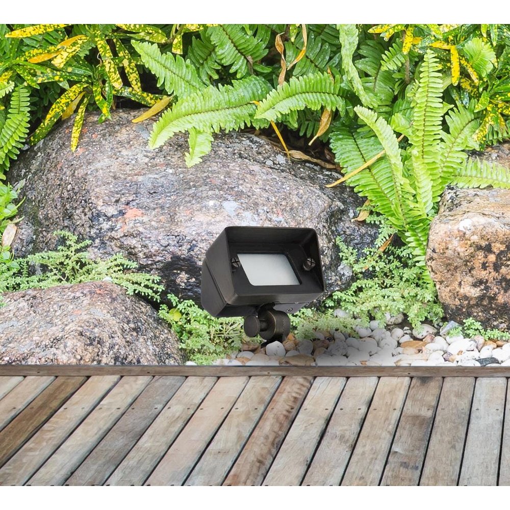 Outdoor 12V Cast Brass flood light 2 inch L x 4 inch W x 6 inch H in Dark Bronze. Picture 2