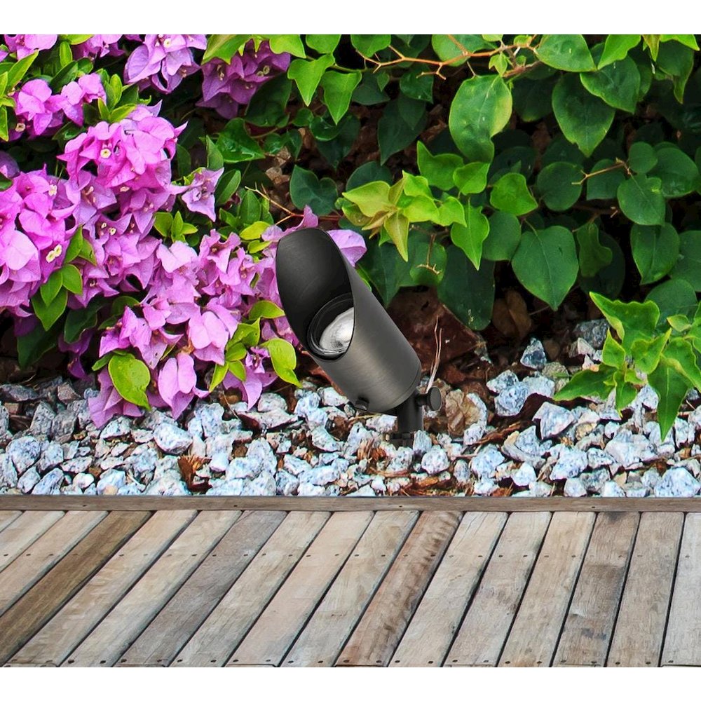 Outdoor 12V Cast Brass spot light 2.25 inch Wide x 8 inch High in Dark Bronze. Picture 2