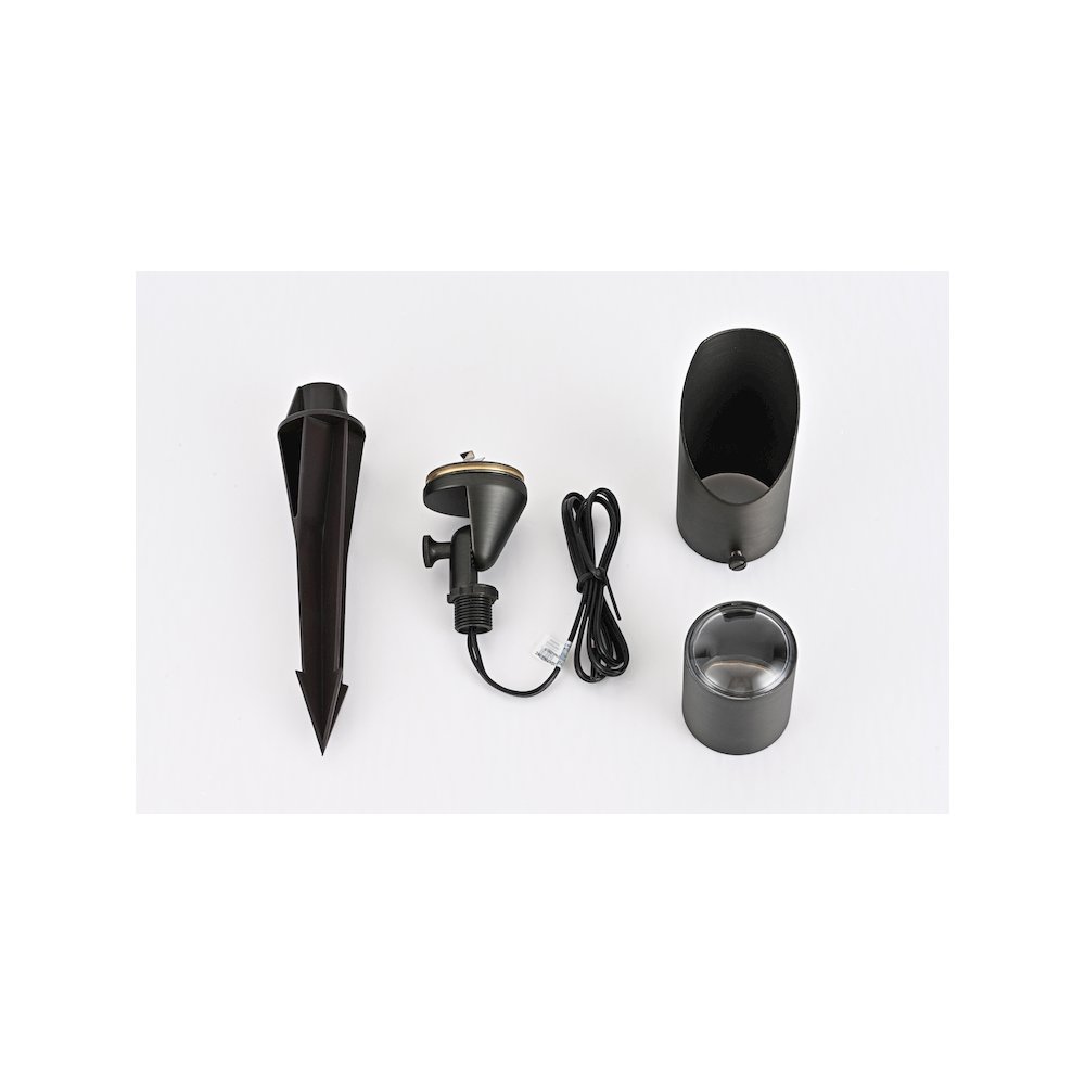 Outdoor 12V Cast Brass spot light 2.25 inch Wide x 8 inch High in Dark Bronze. Picture 8