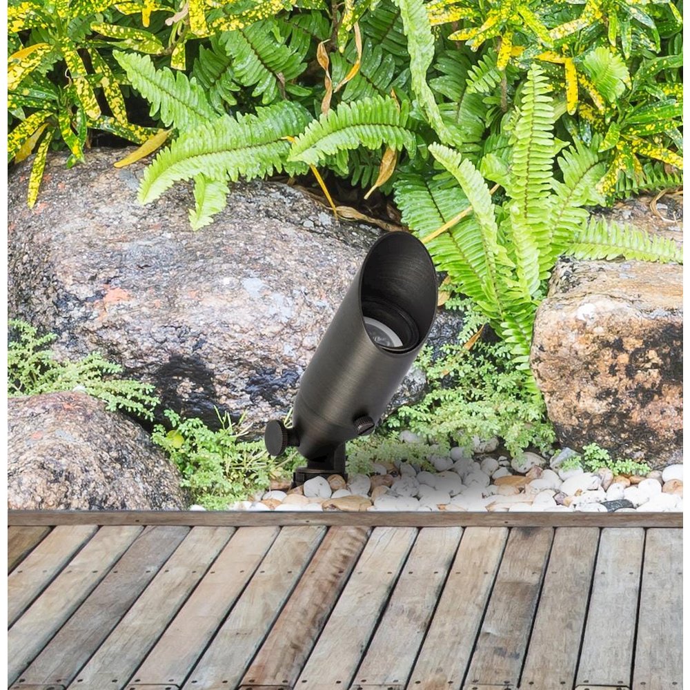Outdoor 12V Cast Brass spot light 1.75 inch Wide x 4.5 inch High in Dark Bronze. Picture 2