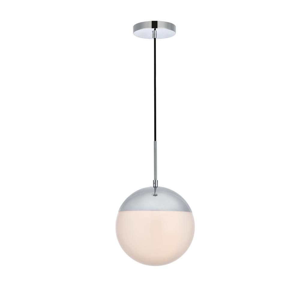 Eclipse 1 Light Chrome Pendant With Frosted White Glass. Picture 1